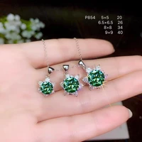 meibapj 123 carats green moissanite gemstone flower pendant necklace for women real 925 solid silver fine wedding jewelry