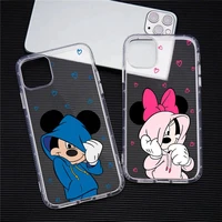 disney mickey minnie mouse phone case for iphone 13 12 11 pro max mini xs 8 7 plus x se 2020 xr transparent soft cover