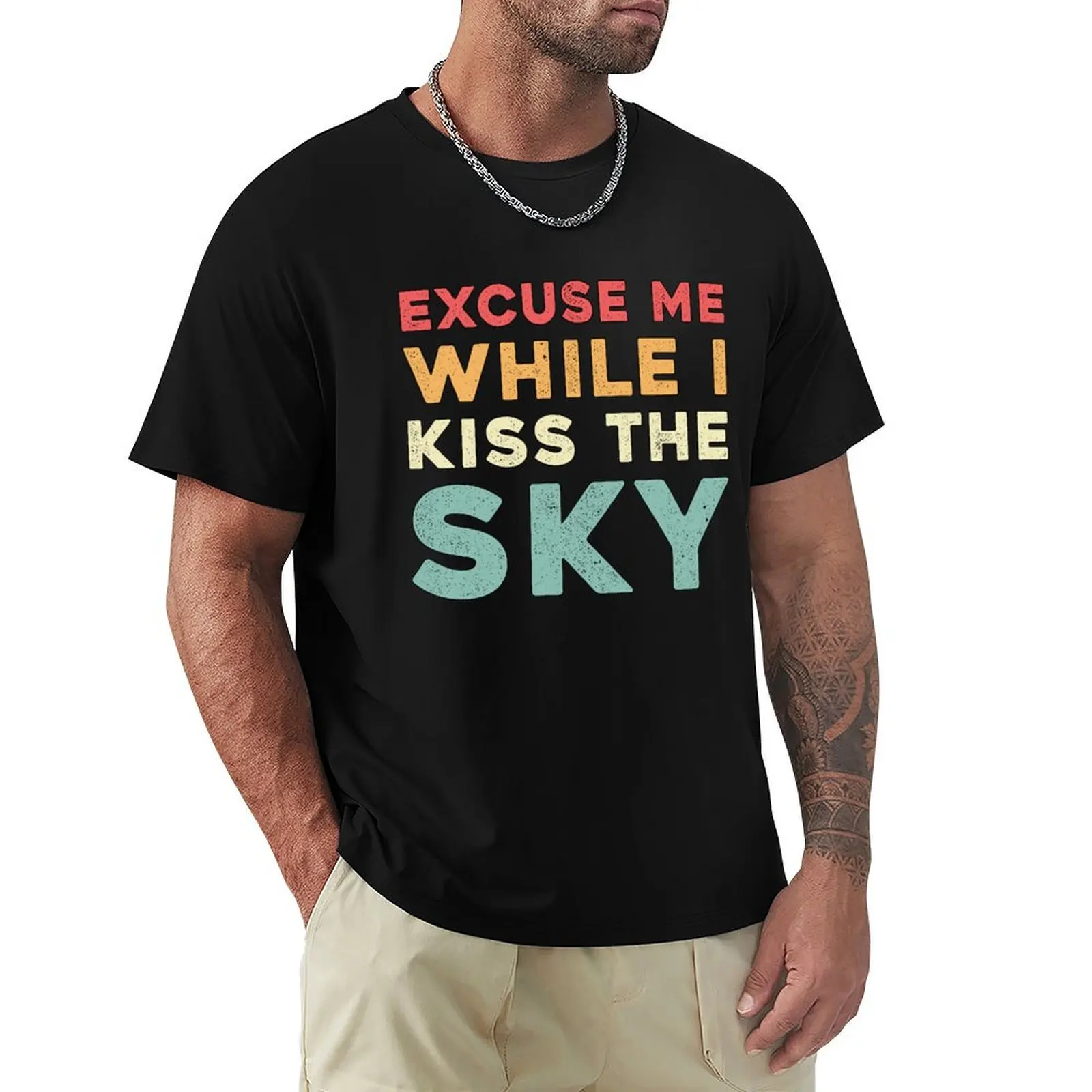 Винтажная футболка Skydiver Excuse Me While I Kiss The Sky уличная одежда мужские рубашки с аниме
