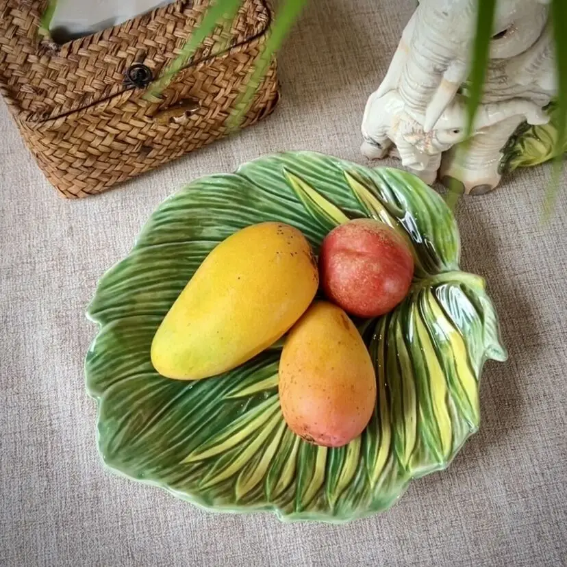 

Plantain Leaf Ceramic Dried Fruit Plate Candy Storage Tray Home Decor Wedding Decoration Living Room Fruit Tray Salad Plate Gift