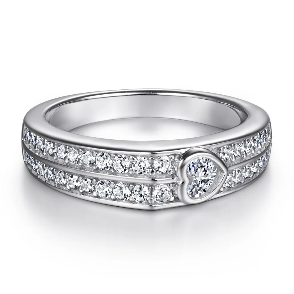 

New fashion trend S925 silver inlaid 5A zircon ladies personality atmosphere simple ring