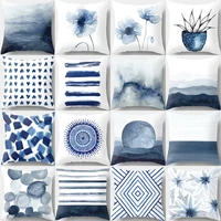 blue ink geometric cushion cover heart round sofa waist throw pillowcase polyester bedroom car home decoration pillow cases