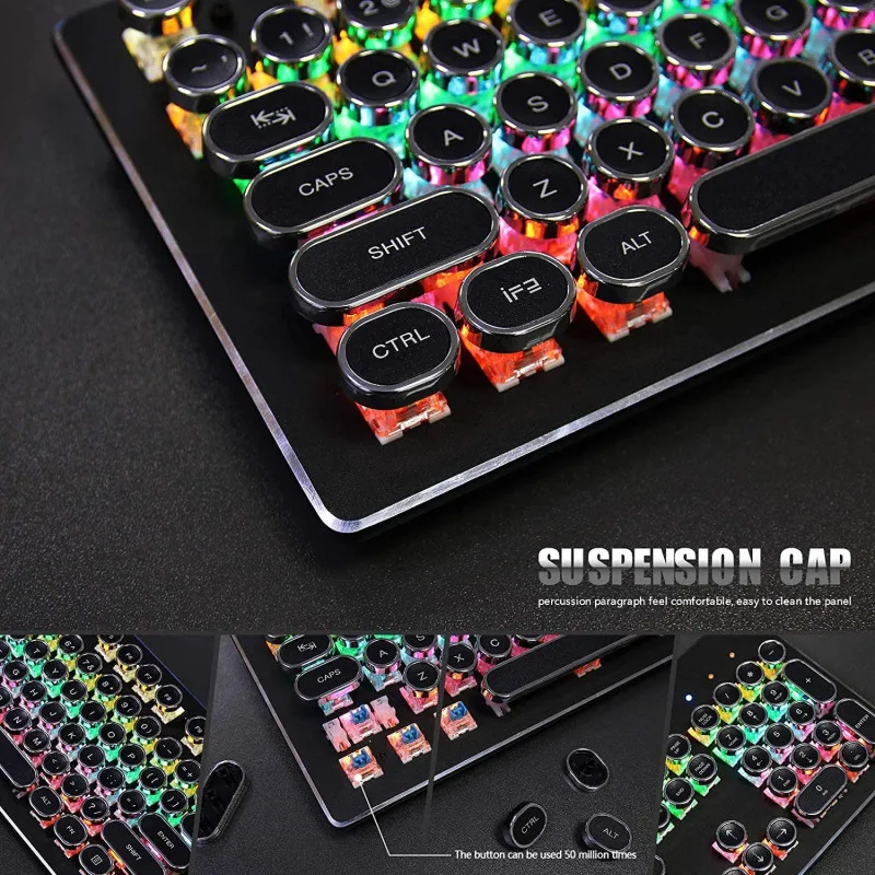 Механическая игровая клавиатура в стиле ретро с USB-разъемом 104 клавиши