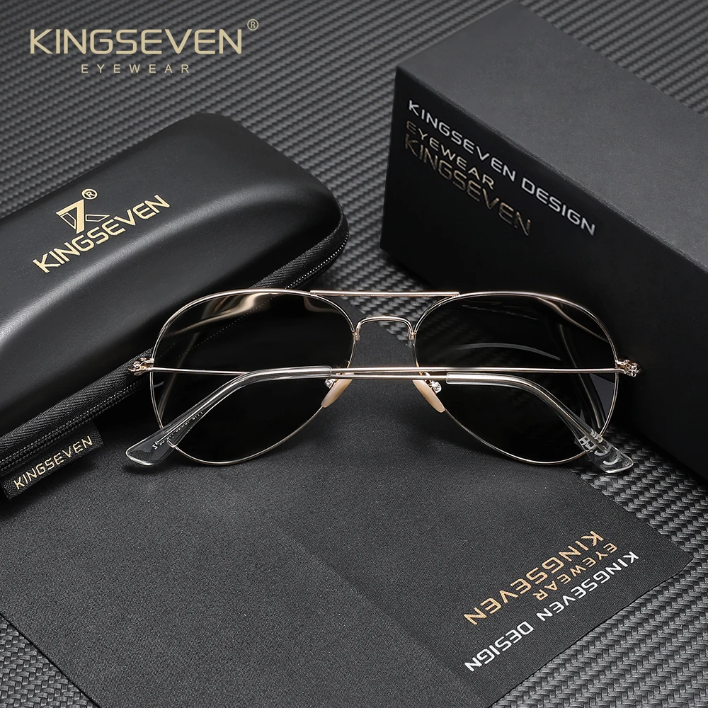 Фото Солнцезащитные очки KINGSEVEN Pilot из сплава, поляризационные, с защитой от УФ-излучения UV400, антибликовые, женские, ретро, люксовые №3