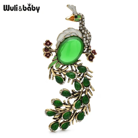 Wuli&baby винтажная брошь зеленый павлин