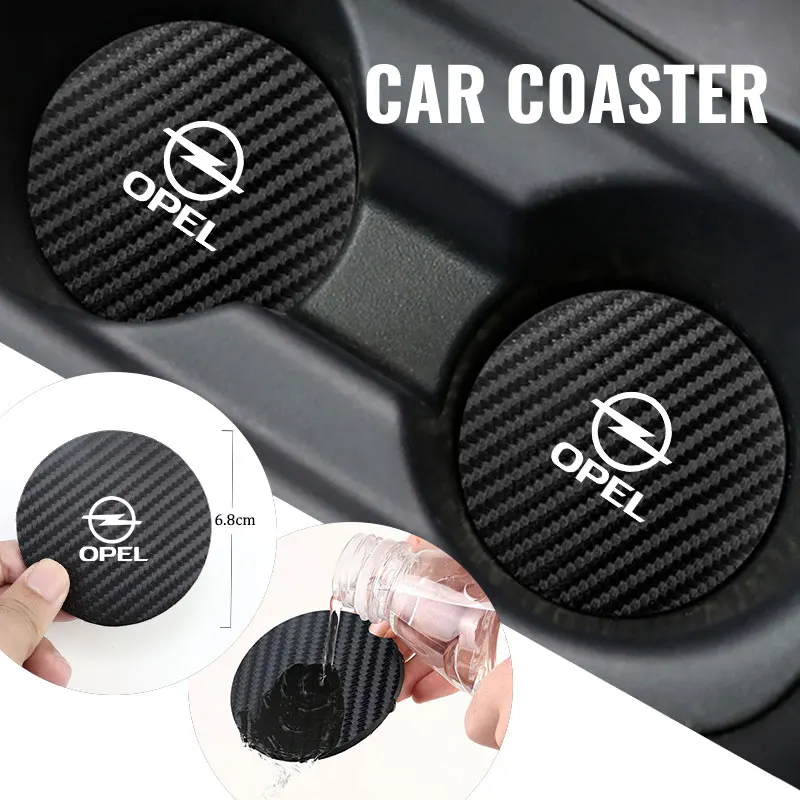 

2Pcs Car Coasters Set PU Leather Water Cup Holder Pads Interior Auto Accessories For Opel Astra H G J Mokka Zafira Corsa Vectr
