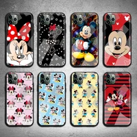 minnie mouse mickey mouse phone case tempered glass for iphone 13 12 11 pro mini xr xs max 8 x 7 6s 6 plus se 2020 cover