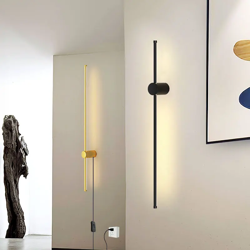 

Indoor LED Wall Lamps with Switch for Bedside Bedroom 360° Rotation Black Gold LED Wall Lights Wall Sconce Fixtures for Home