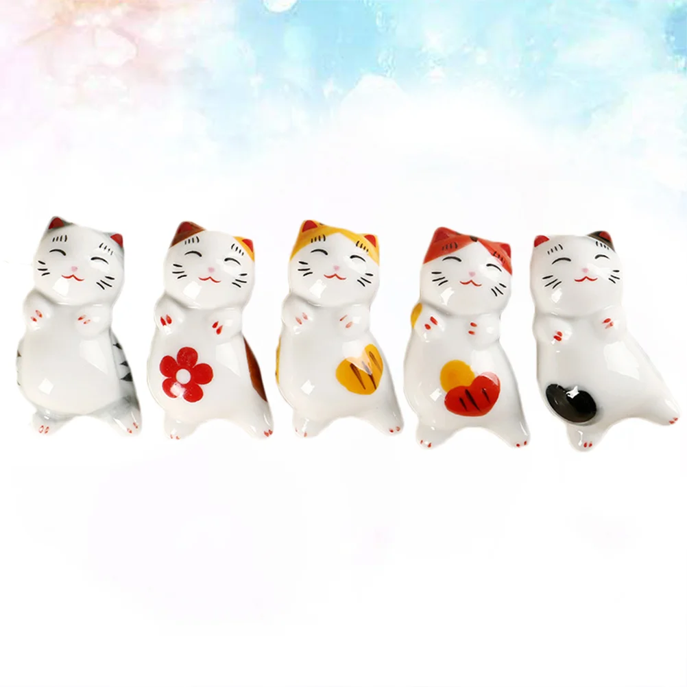 

5pcs Chopsticks Rack Creative Cute Cartoon Spoon Stand Chopsticks Holder Chopsticks Rests for Home Kitchen Restaurant