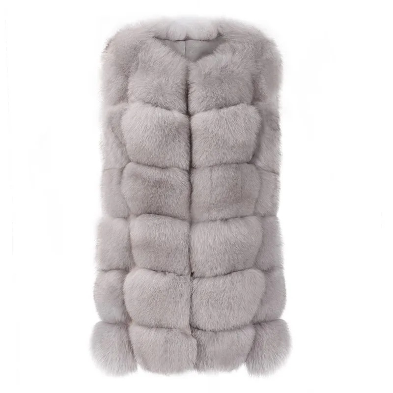 Classical Real Fox Fur Vest Luxury Sleeveless Solid Waistcoat Women Natural Warm Fur Jacket Suitable For Fall Winter Wearing