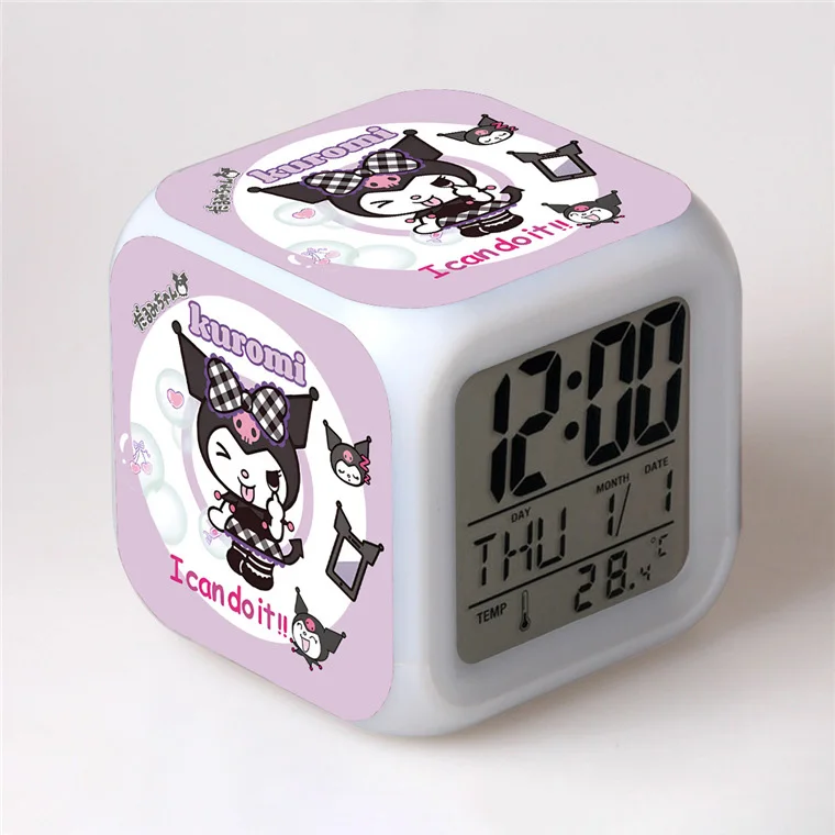 

Sanrio My Melody Cinnamoroll Hello Kitty LED Alarm Clock Color Changing Digital Light Alarm Clock Electronic Clock for Bedroom