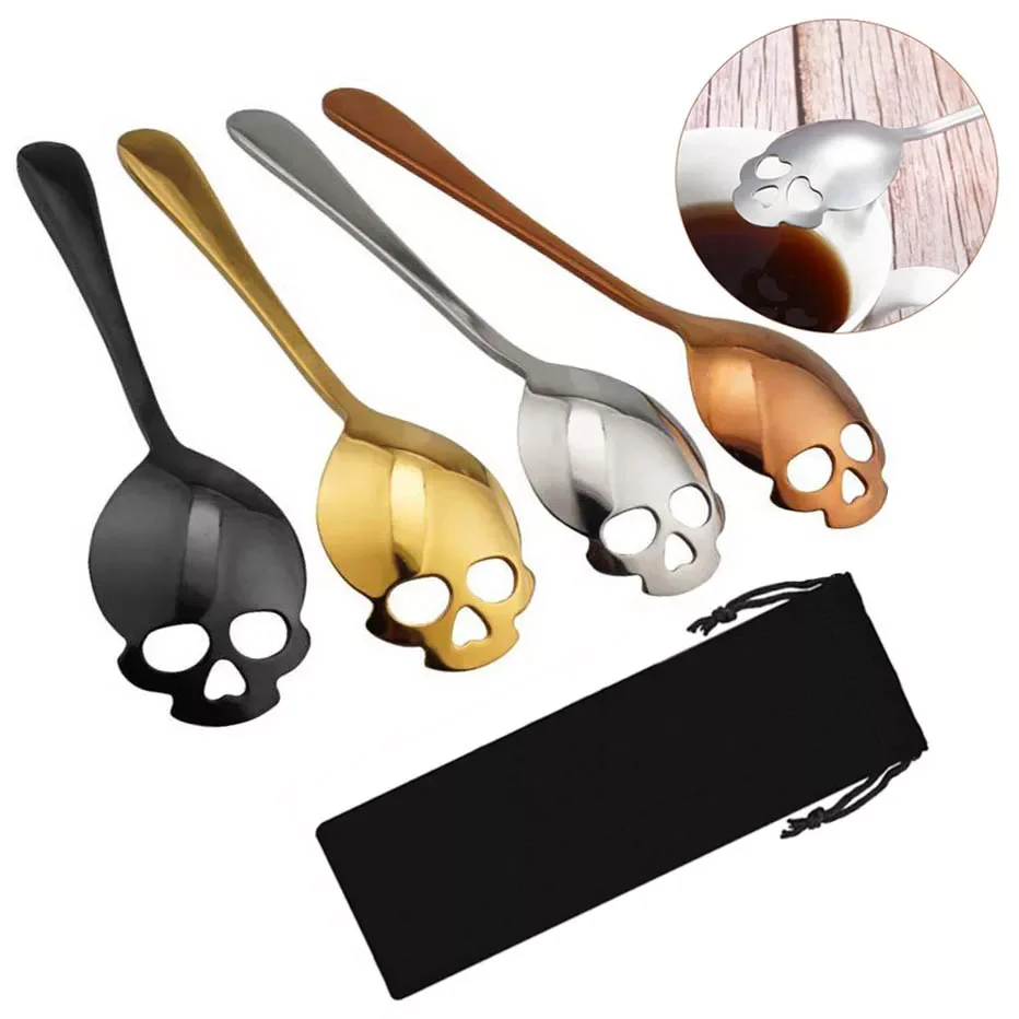 

Stainless Steel Skull Shape Coffee Scoop Christmas Gifts Café Tableware Decoration Star spoon