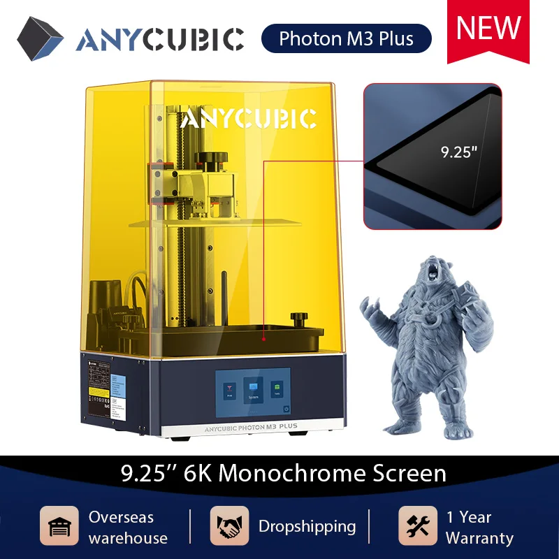 

ANYCUBIC 3D Printer Photon M3 Plus 9.25 Inch 6K Monochrome Screen 245x197x122 Smart Resin Filling Speed 100mm/h LCD 3d Printers