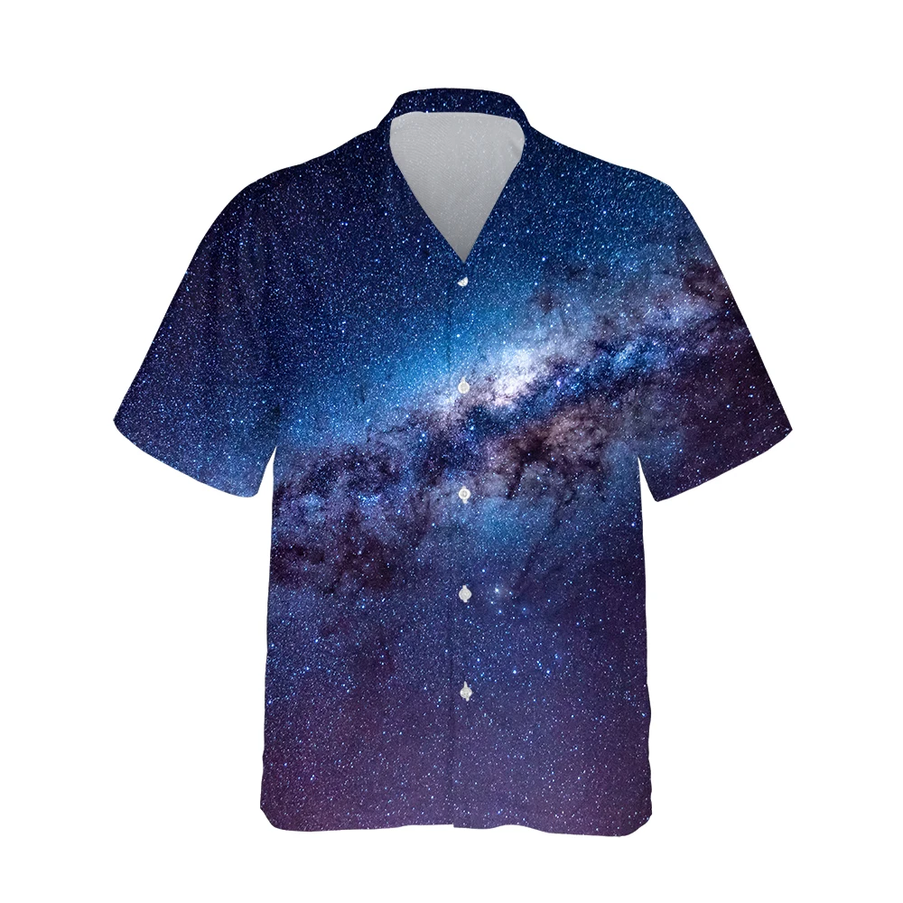 3D Harajuku Galaxy Universe Print Mens Hawaiian Shirt 3d Space Nebula Pattern New Male Casual Loose Oversized Aloha Shirt S-5XL