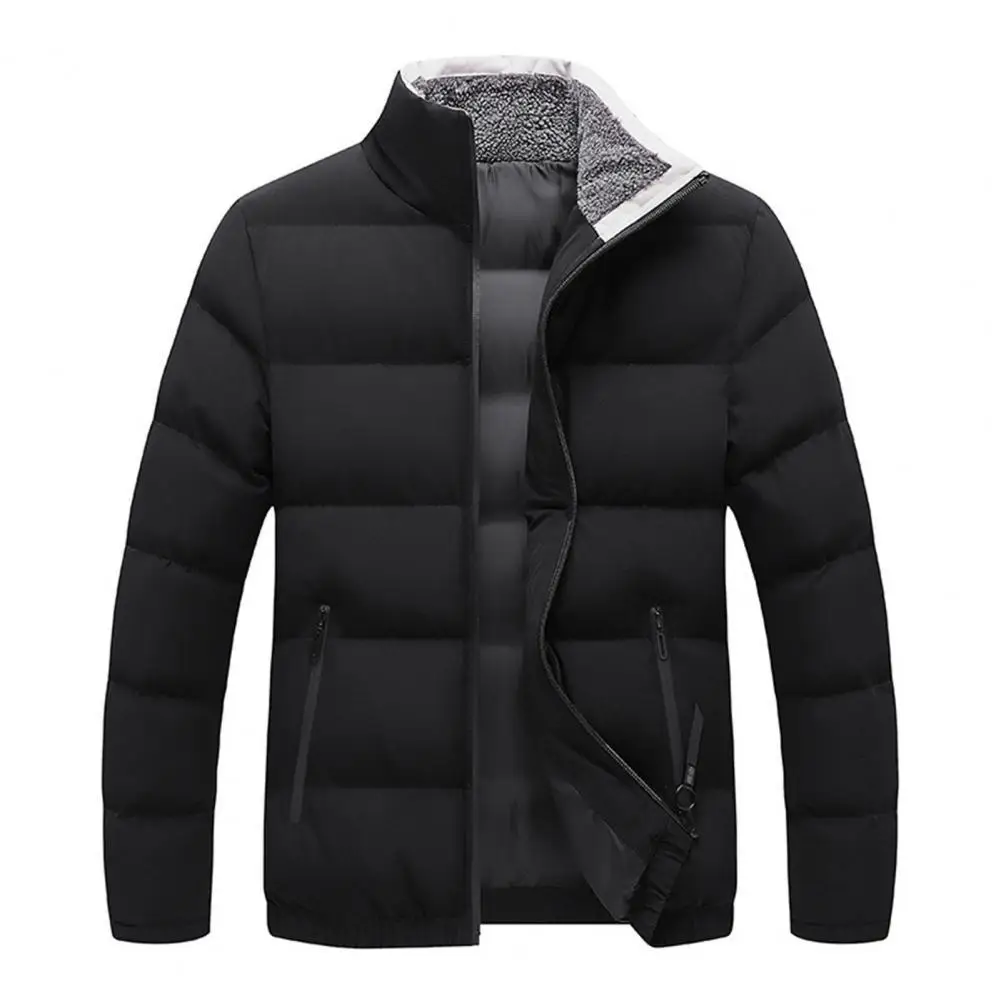 

Men Coat Plus Size Solid Color Padded Extra Thick Winter Down Coat for Daily Wear