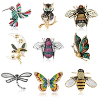 skeds creative vintage crystal insect brooches pins for women dragonfly butterfly bee brooches jewelry fashion party friend gift