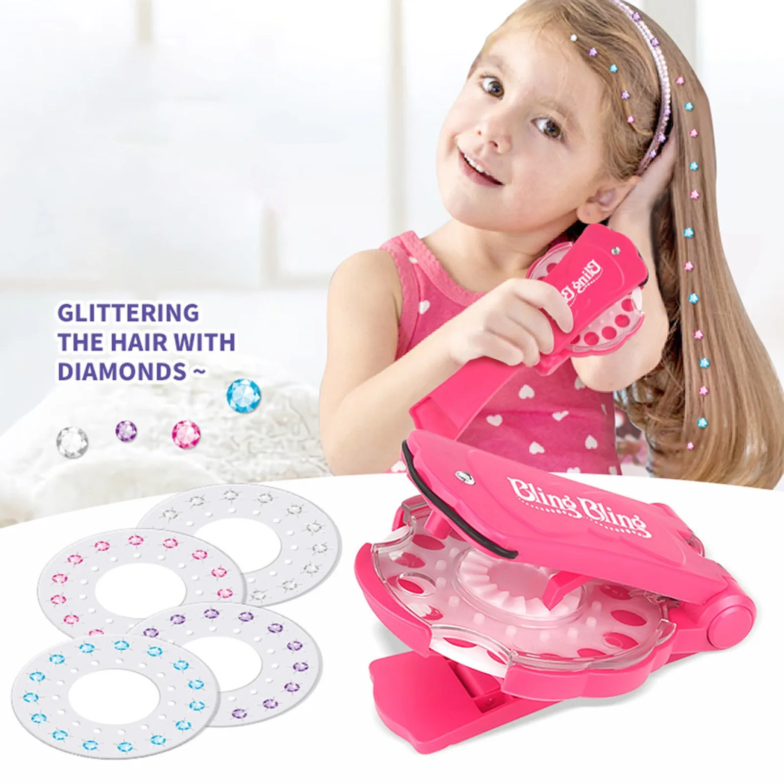 

12pcs Fashion Beauty Toys Kids Nail Drill Diamond Piece Christmas Girl Gift Hair Braiding Tool Set Princess Makeup Beauty Salon