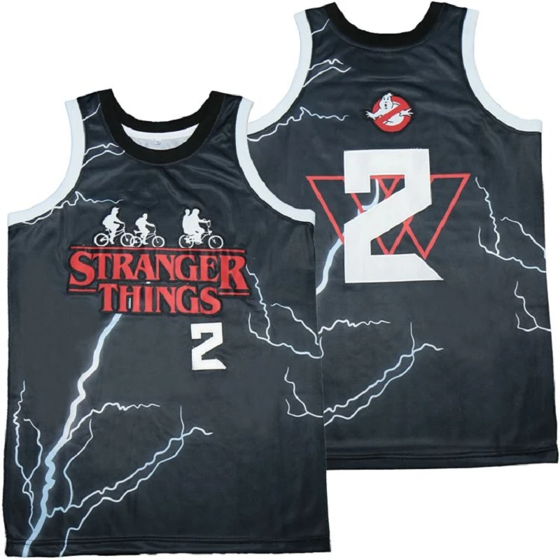 

BG basketball jersey STRANGER THINGS 2# Jerseys Embroidery sewing printing Outdoor sportswear Hip-hop black jerseys