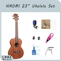 naomi acoustic concert ukulele starter kit 23 inch sapele wood ukulele wstrap tuner strings picks