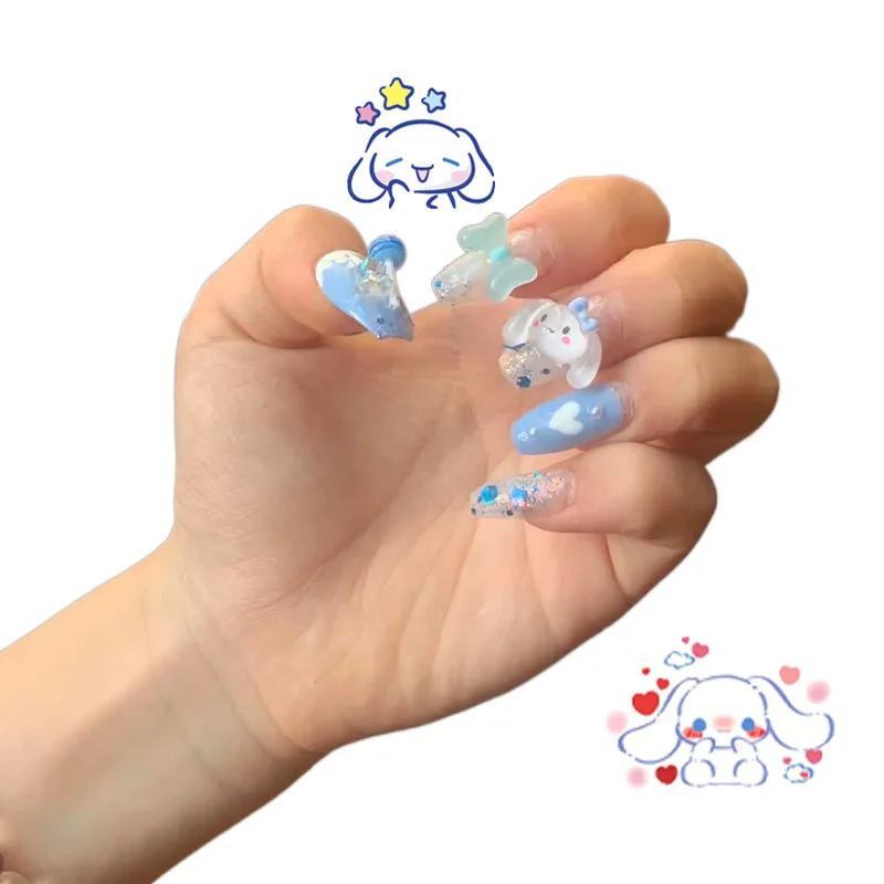 

Милые Sanrios Cinnamoroll патчи для ногтей средней длины леденец ручной работы многоразовые милые девушки маникюр декоративные аксессуары инструменты