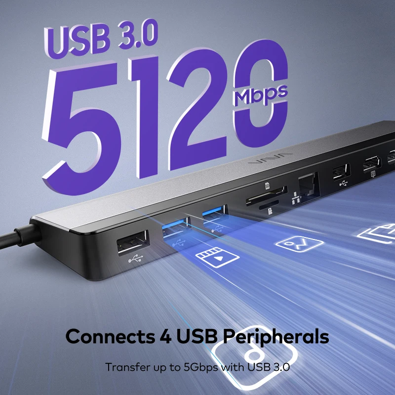 Док-станция VAVA USB 3 0 C 12 в 1 с двойным адаптером 4K HDMI | Компьютеры и офис