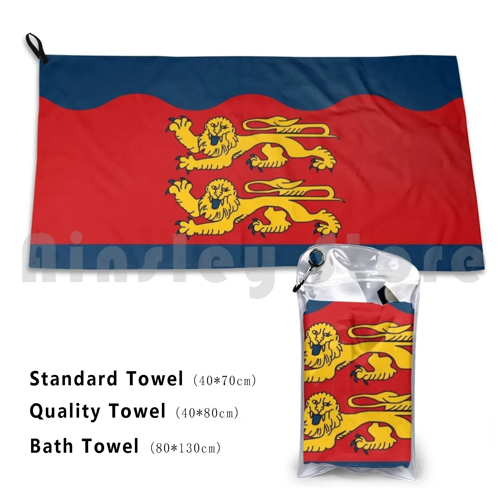 

Пляжное полотенце с флагом калвадос (Франция), быстросохнущее качественное полотенце, герб Нормандии, Норман, французский калвадос, Франция