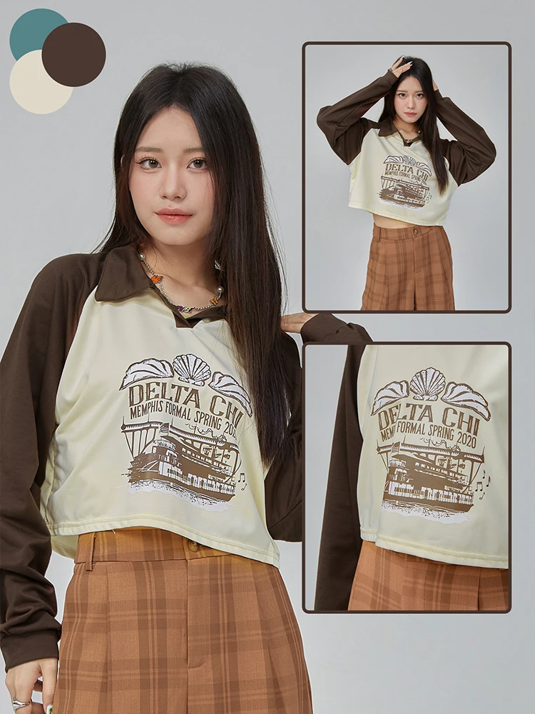 

UIUC Harajuku винтажные укороченные топы женские футболки с длинным рукавом 33253GW22