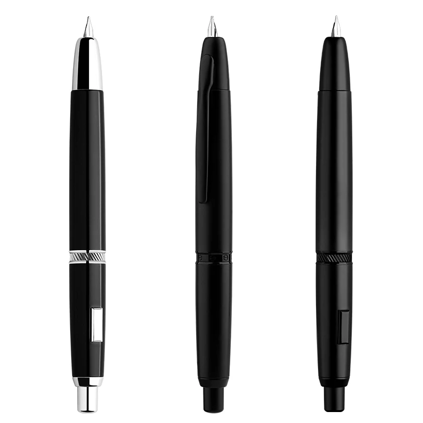MAJOHN A1 Matte Black And Clip Press Fountain Pen Retractable Extra Fine Nib 0.4mm Metal Ink Pen With Converter For Writing