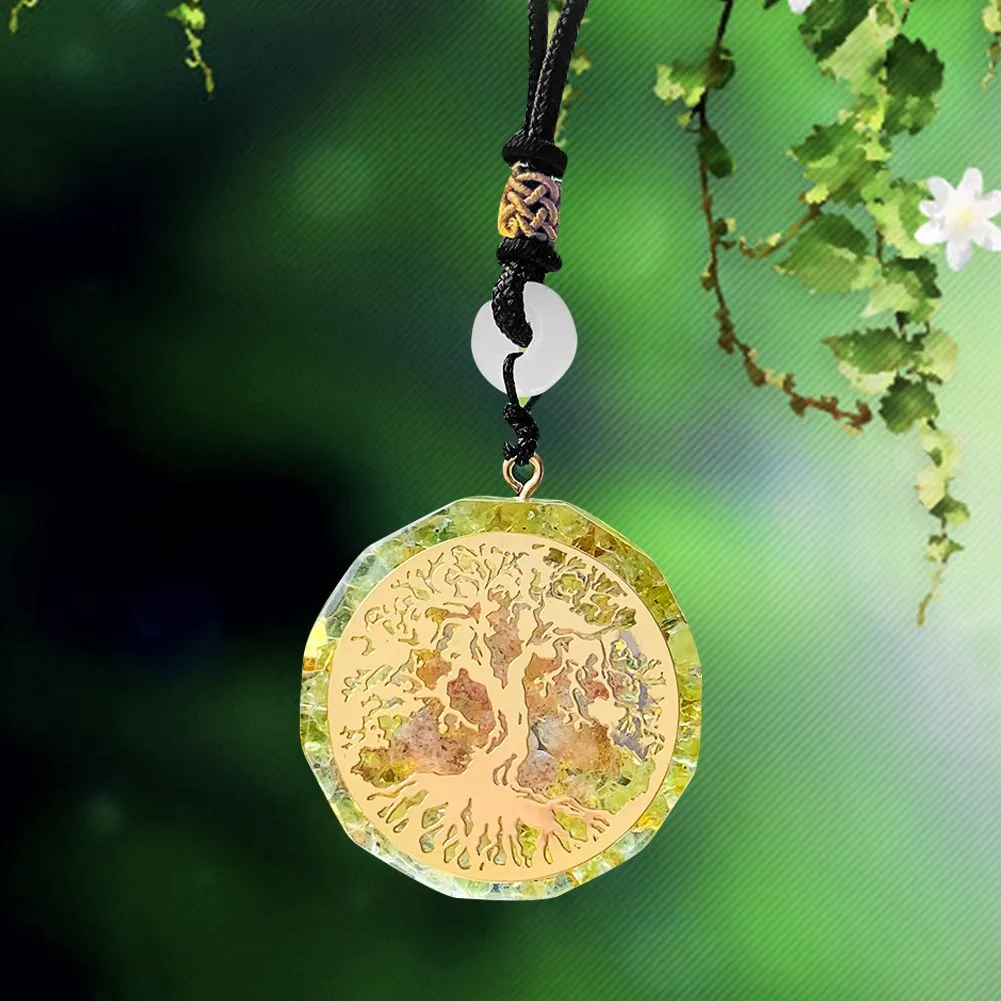 

Orgonite Tree of Life Resin Pendant Necklace Energy Healing Crystal Sacred Geometry Reiki Necklace Yoga Meditation Jewelry Gifts