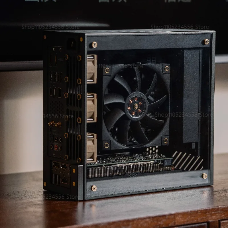 Фото Корпус LP-P6 SFF ITX для низкопрофильных видеокарт RTX 4060 5060, блок питания 1U, алюминиевые диагональные и наклонные крыши. №3