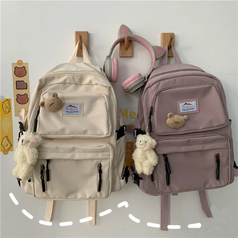 

Fashion Lady Kawaii Pink Backpack Women Laptop Nylon School Bag Girl Cute Travel Backpack Female Trendy College Cool Student Bag