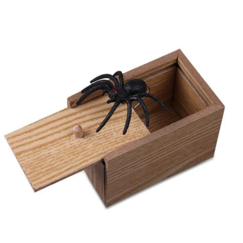 

Prank Toys Joke Trick Play Gift Wooden Scare Box Scary Spider In the Case 2019 New Style High quality Good quality