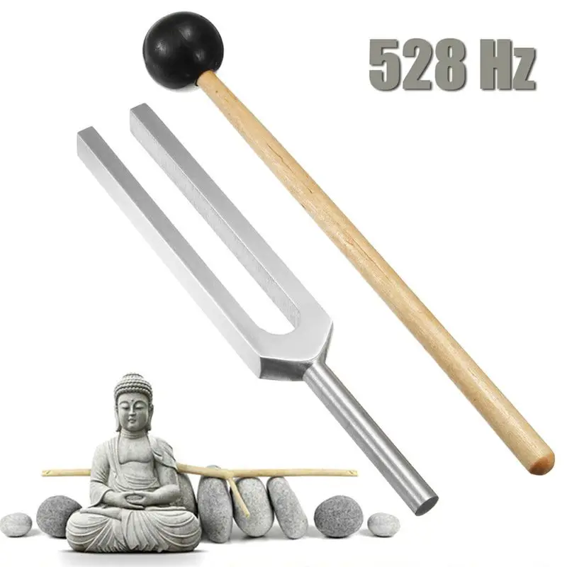 

77HC Tuning Fork 528 HZ for ULTIMATE Healing Relaxation with Silicone Hammer Cleaning Cloth