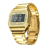 smart watch fashion gold steel band sports pedometer heart rate news phone push small gold watch