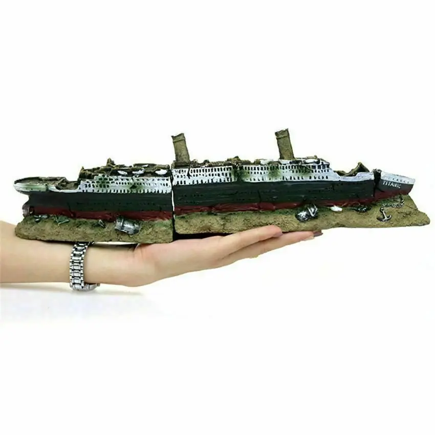 

Fish Tank Titanic Model Resin Aquarium Wrecked Boat Ship Decoration Artificial Fish Tank Ornament Sunk Ship Boat