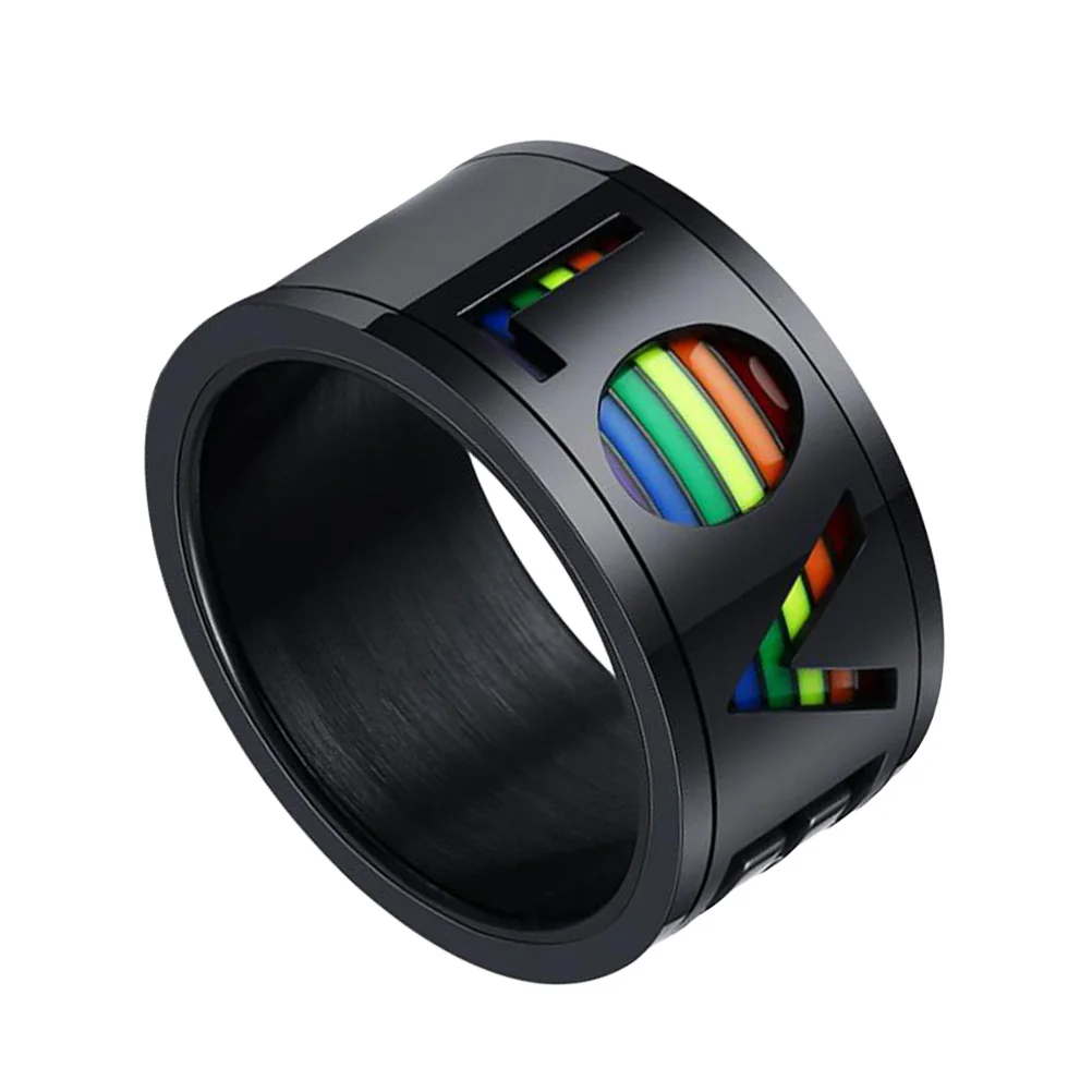 

Stainless Steel Rainbow Ring LOVE Rotating Ring Delicate Ring for Wearing Use (American Standard Circumference No.7)