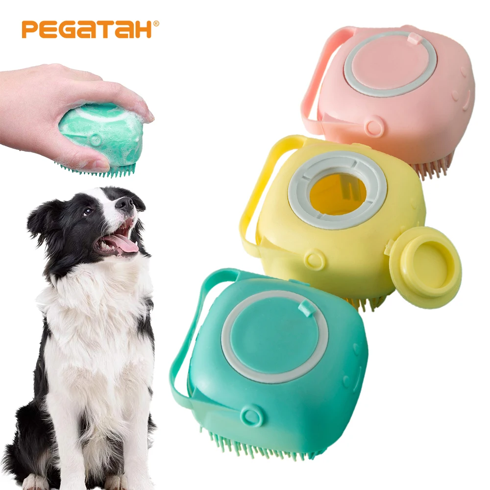 

Dog Bath Brush Massage Gloves Soft Safety Pet Silicone Comb with Shampoo Box Pet Accessories for Puppy Cats Shower Grooming Tool