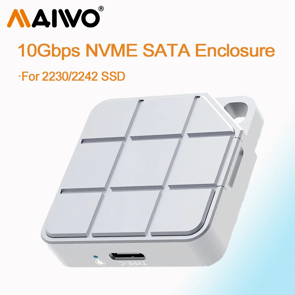 Фото MAIWO 10 Гбит/с M.2 2242 2230 NVMe SATA SSD Корпус Type-C USB C Gen2 to NGFF NVMe PCI-E SSD коробка для iPhone 15 Pro MacBook №1
