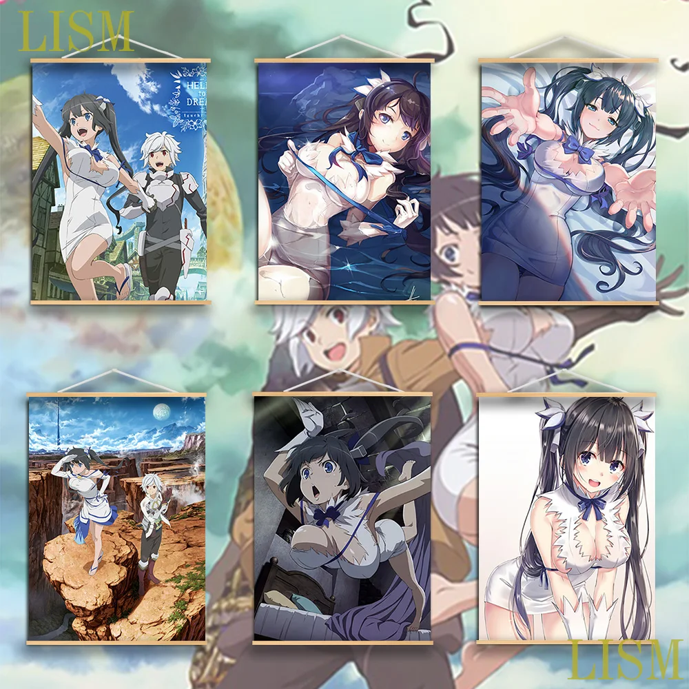 

Is It Wrong to Try to Pick Up Girls Anime manga wall Poster solid wood hanging scroll with canvas painting