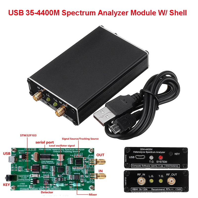 

Spectrum Analyzer USB LTDZ 35-4400M Signal Tracking Source Module RF Frequency Domain Analysis Tool With Shell