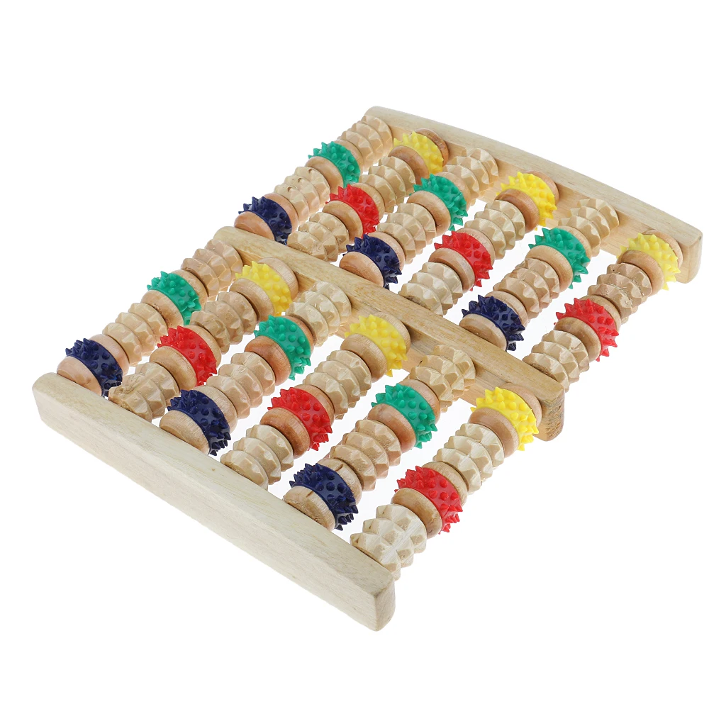 Деревянный шестирядный массажер для ног с роликом глубокого очищения свода