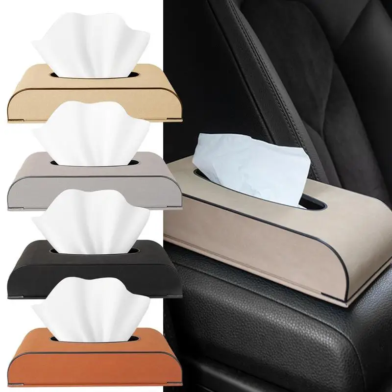 

Car Armrest Tissue Holder Leather Armrest Box Towel Storage Case Creative Center Console Tissue Dispenser Portable Armrest Box