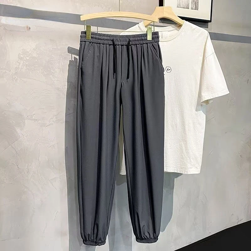 

Брюки мужские костюмные на шнуровке, с эластичным поясом, на весну-лето