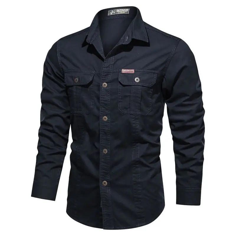 

2023 Spring And Autumn Korean Version Of Harajuku Army Men's Shirt Tooling Large Size Cotton Lapel Shirt Male