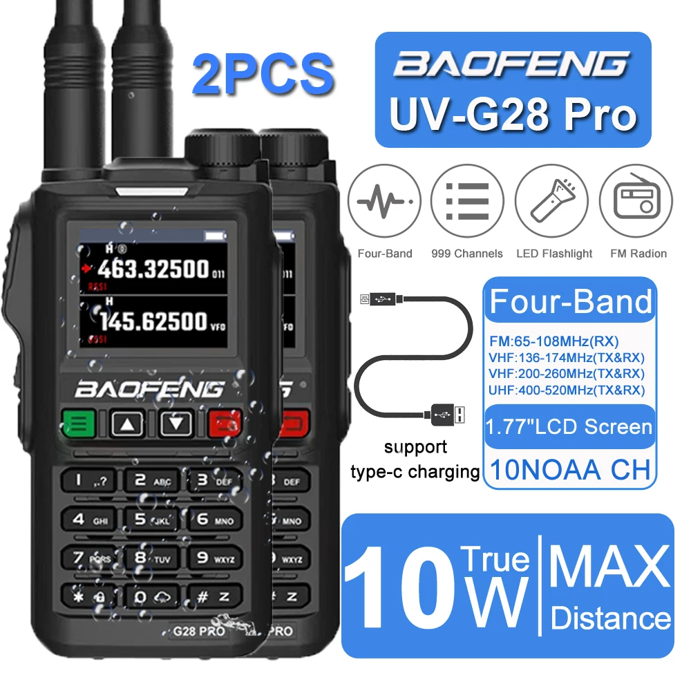 Baofeng UV-G28 Pro 10 Вт Двухдиапазонная Портативная Рация 136–144 МГц И 400–520