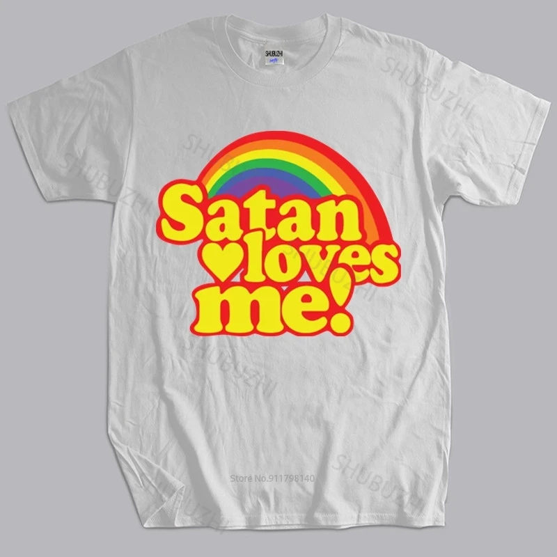 

Mens summer cotton tshirt loose tops T Shirt Summer Cotton Satan Loves Me unisex tee-shirt women top tees
