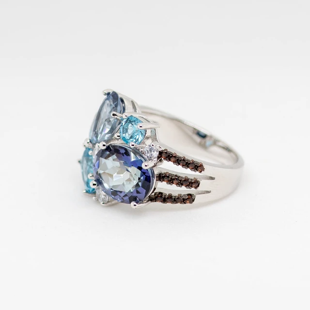 Swiss Blue Topaz Mystic Quartz Gemstone Ring - Luxury Fine Jewelry 5