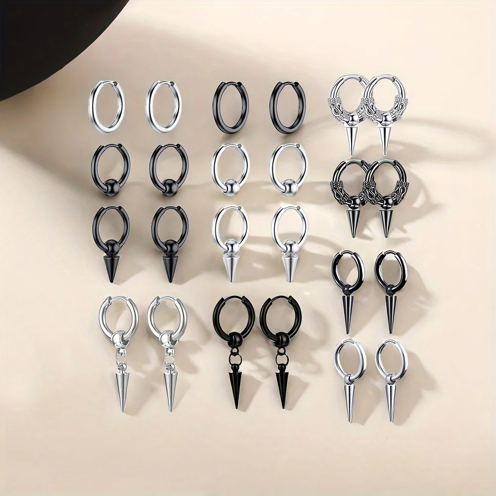 1/12 пары унисекс из нержавеющей стали круглые серьги-кольца Huggie шарнирные для