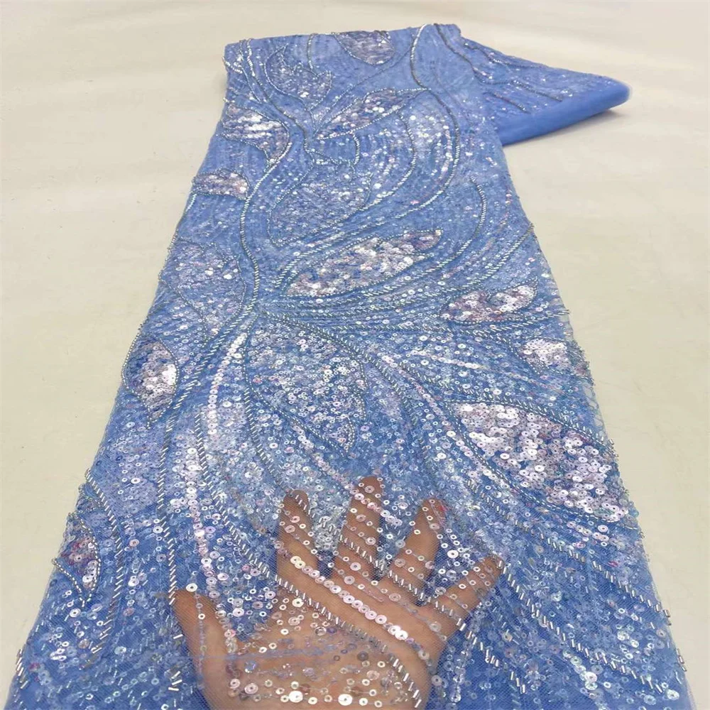

Украшенный бисером 2022 в африканском стиле, Высококачественная нигерийская кружевная ткань с блестками для женского вечернего свадебного платья