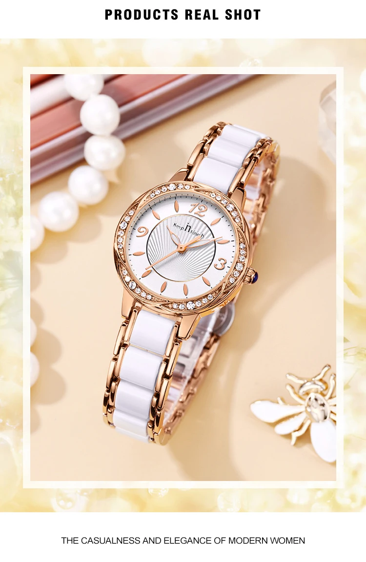 

Rhinestone Watch Women Luxury Brand Resin Ceramic Rose Gold Lady Clock Small Dial Fashion New Woman Watch Waterproof Reloj Mujer